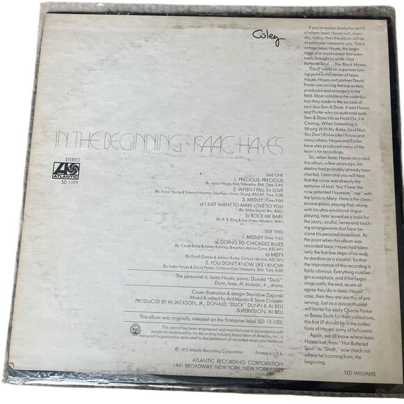 RARE ISAAC HAYES - IN THE BEGINNING LP 1972 SOUL MUSIC VINYL RECORD - Picture 2 of 6
